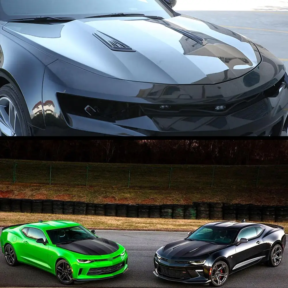 iJDM 1 Pair SS Style Black Bonnet Hood Vent Scoop Covers For 2016-18 Chevrolet Camaro | Автомобили и мотоциклы
