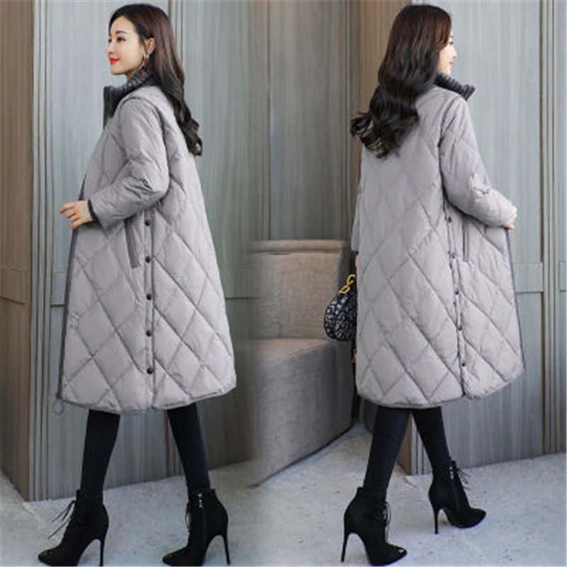 Женское хлопковое пальто средней длины новинка зимы 2019 свободное толстое выше