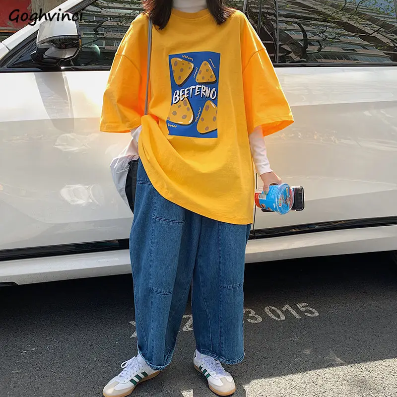 Футболки с коротким рукавом свободного покроя принтом BF женская летняя уличная