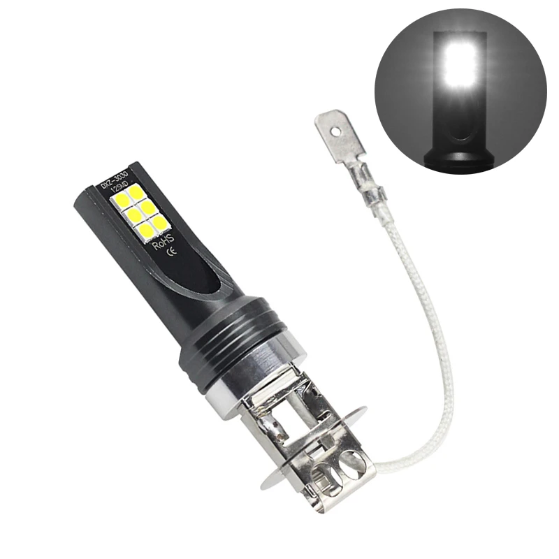 1 шт. H3 светодиодсветильник фары противотуманные белые лампы 6000k 12SMD передняя