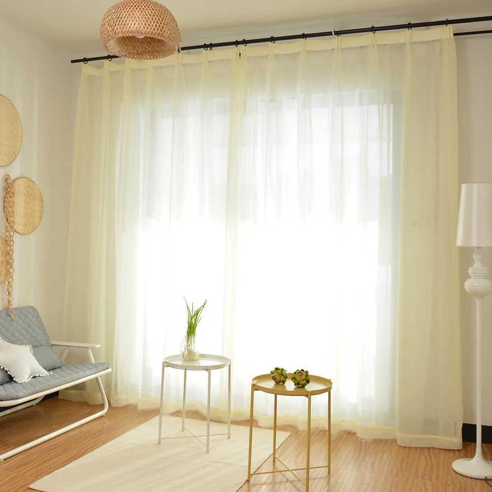 Недорогой европейский светильник 4 цвета желтая вуалевая ткань для штор Простой