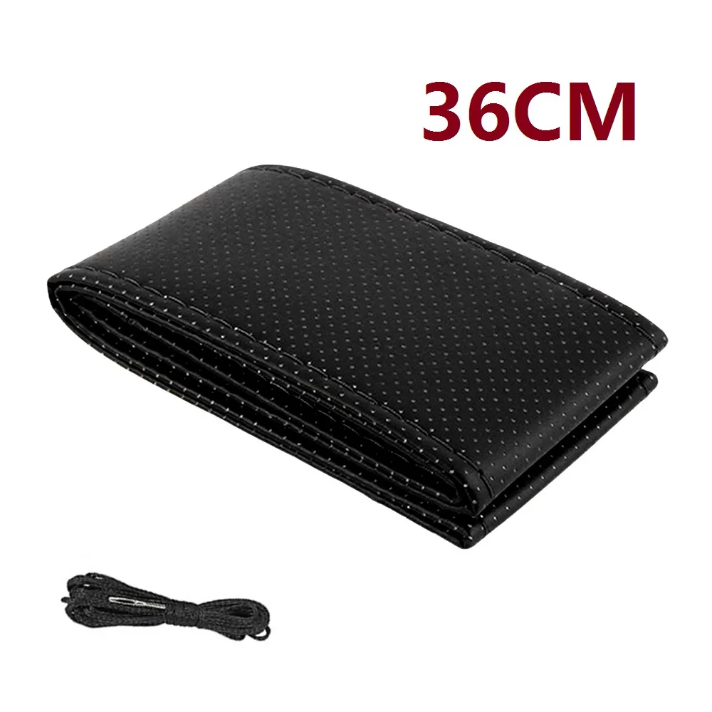 36 mm Black 38 см из натуральной кожи рулевого колеса автомобиля крышки для VW Golf 4 5 7 6 Passat B5 B6 B7 Touareg Touran Polo Tiguan Bora Caddy cc GTI - Название цвета: 36 mm Black