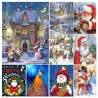 Набор для алмазной вышивки 5D бриллиантовый рисунок Рождество с Санта-Клаусом, снежный дом, пейзаж, мозаика ручной работы, вышивка крестиком, домашний декор