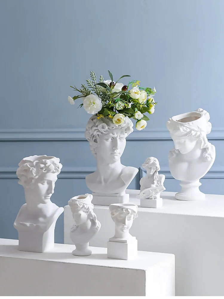 Голова Давида статуя из смолы гипс ваза для сушеных цветов декор гостиной кисть