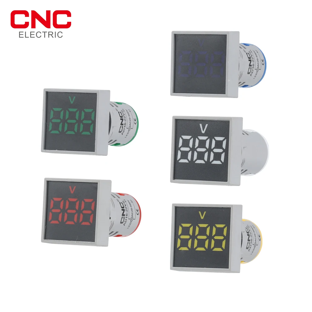 

CNC 1PC AD16-22VS Mini Indicator Voltmeter 22MM AC 20-500V Square Panel LED Digital Voltage Meter Light Tester 5 Color