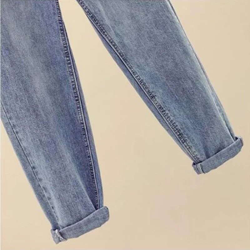 

Jeans Women Blue Simple Ankle-length Denim Retro Leisure Zipper High Waist Student Harajuku BF Womens Trousers All-match Fashion