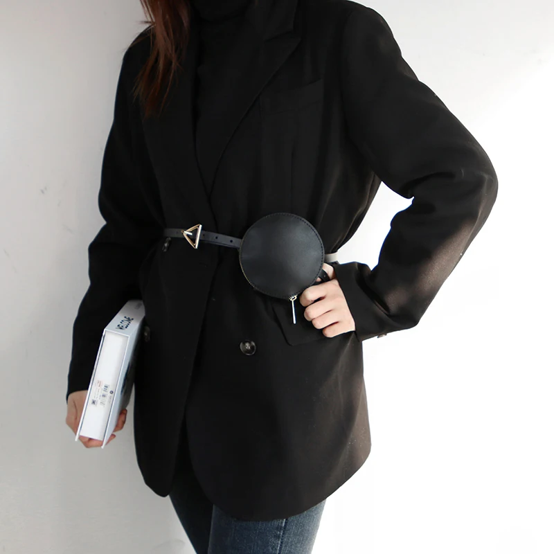 Ремень с сумкой из искусственной кожи Женский модный пояс золотой треугольной