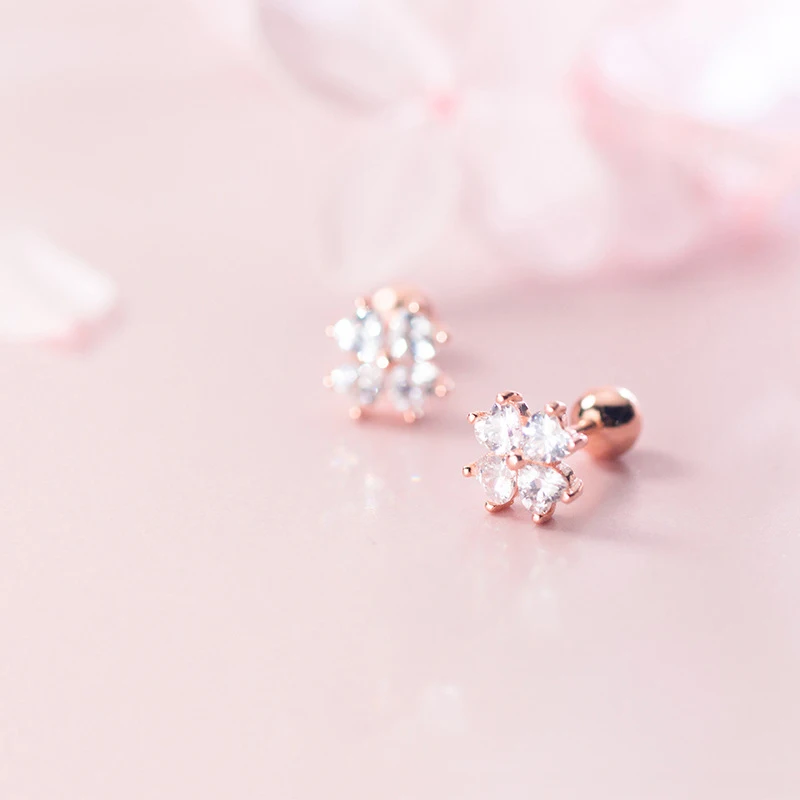 Женские серьги гвоздики с цветком розы Trustdavis минималистичные из 100%