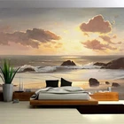 Самоклеящиеся обои по фото на заказ, 3D-обои с изображением морского восхода, заката, пляжа, волн, природного ландшафта, для гостиной, ТВ, спальни