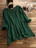 newest long sleeve linen tops female healthy linen blouse thin comfortable fashion casual women blouses good quality plus size