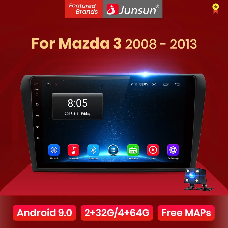 Junsun V1 2G+ 32G Android 8,1 для Mazda 3 2008 2009-2013 maxx axela автомобильный Радио Мультимедиа Видео плеер навигация gps 2 din dvd
