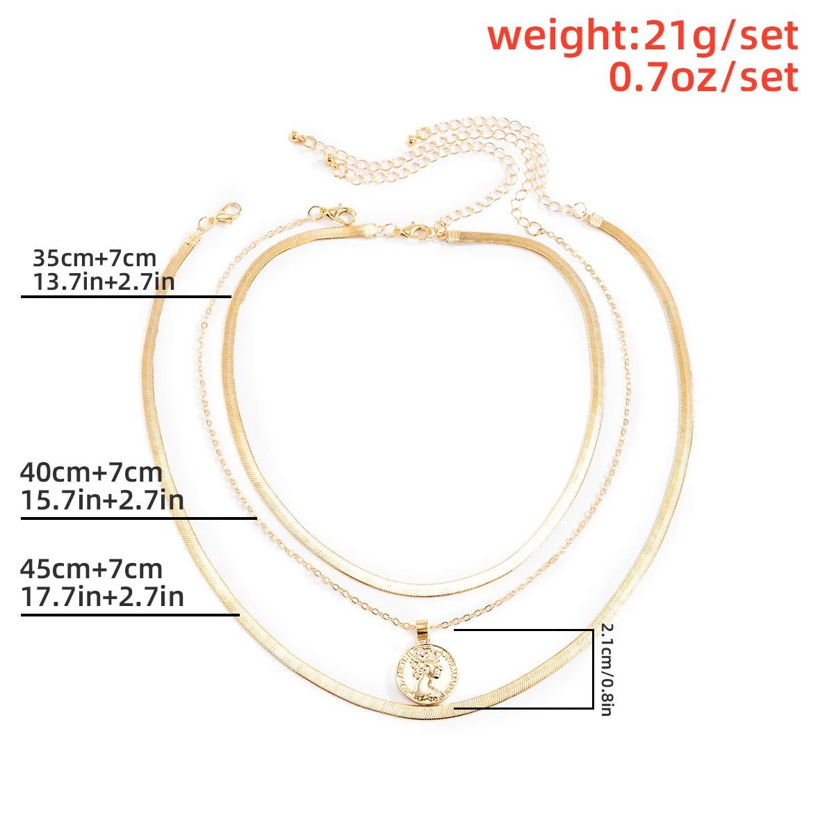 

Simple Design Portrait Medal Necklace Ins Geometric Metal Chain Clavicle Chain Jewelry