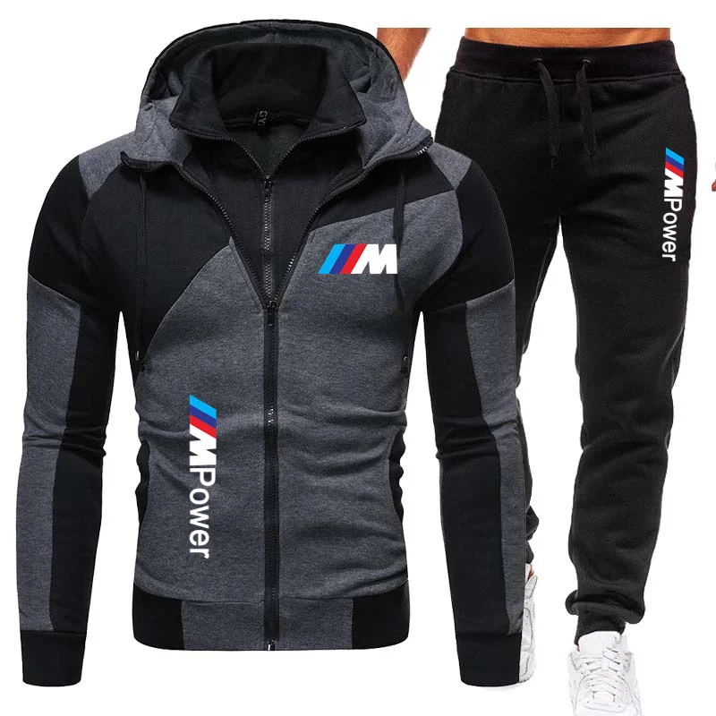 

New BMW M Men's Sportswear 2-Piece Hoodie + Pants Sportswear Men's Sweater Zipper Hoodie Men's Suit Sportswear Jogging SuitS-3XL