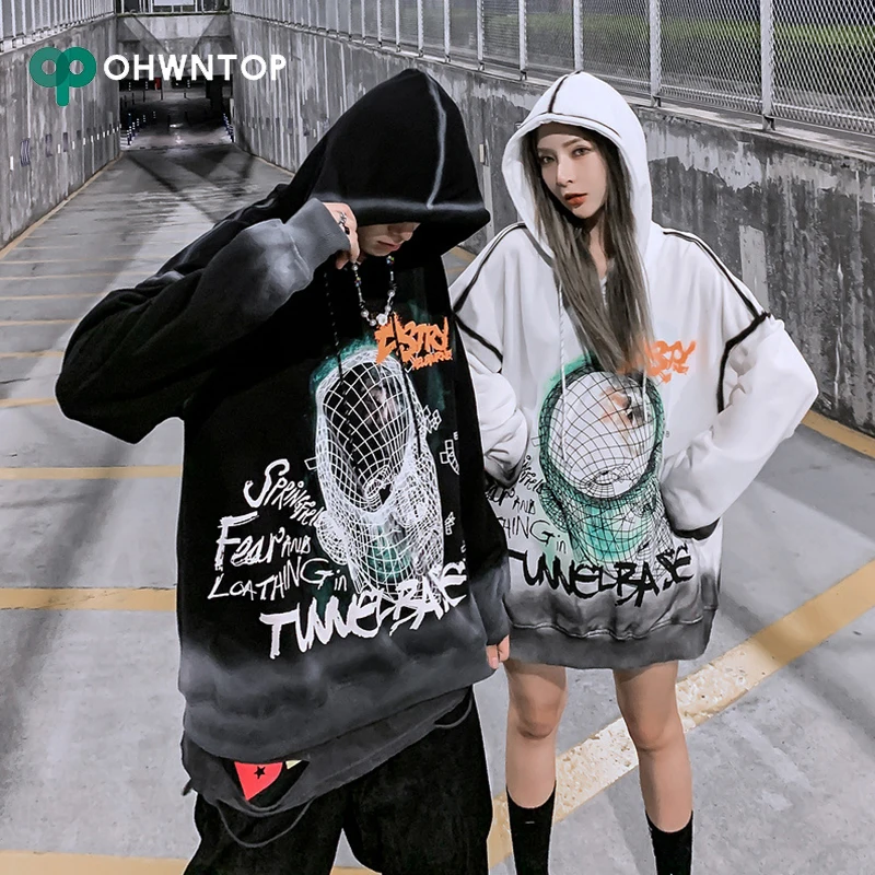 

3D Human Face Graffiti Print Hoodies Sweatshirts Streetwear Hip Hop Harajuku Casual Hooded Tops Mens Fashion Hoodie Pullover