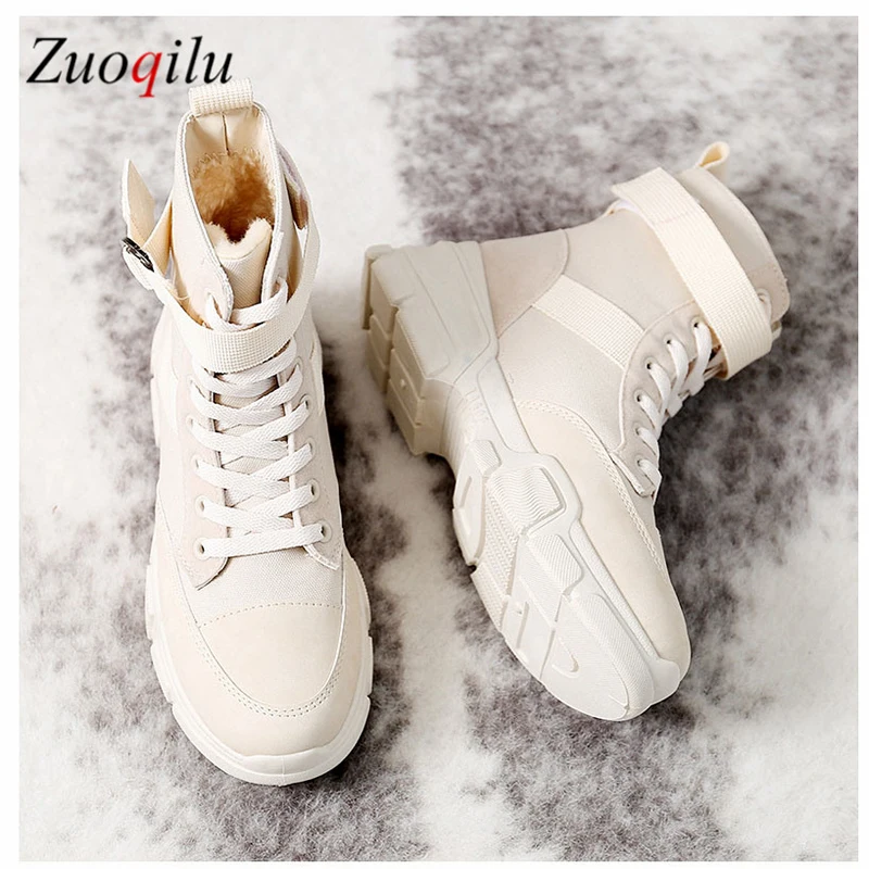 Зимние ботинки бархатная зимняя обувь на толстой платформе ботильоны