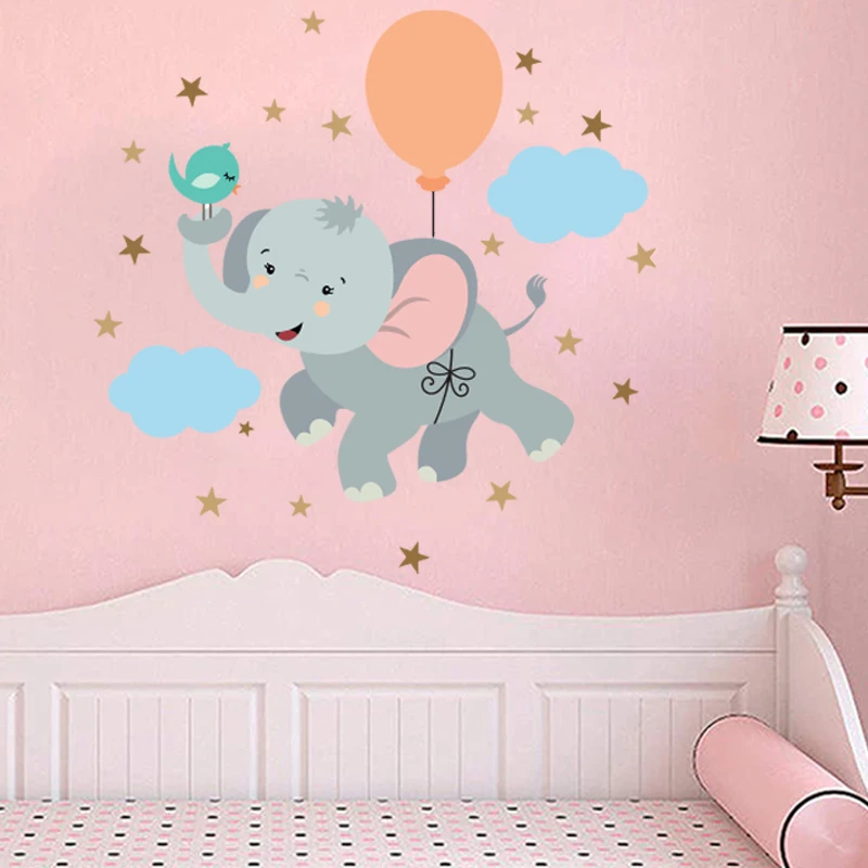 

Nursery Cartoon Cute Dream Elephant Quote Wall Stickers Wall Decoration for Baby Kids Room Vinyl Wall Decals