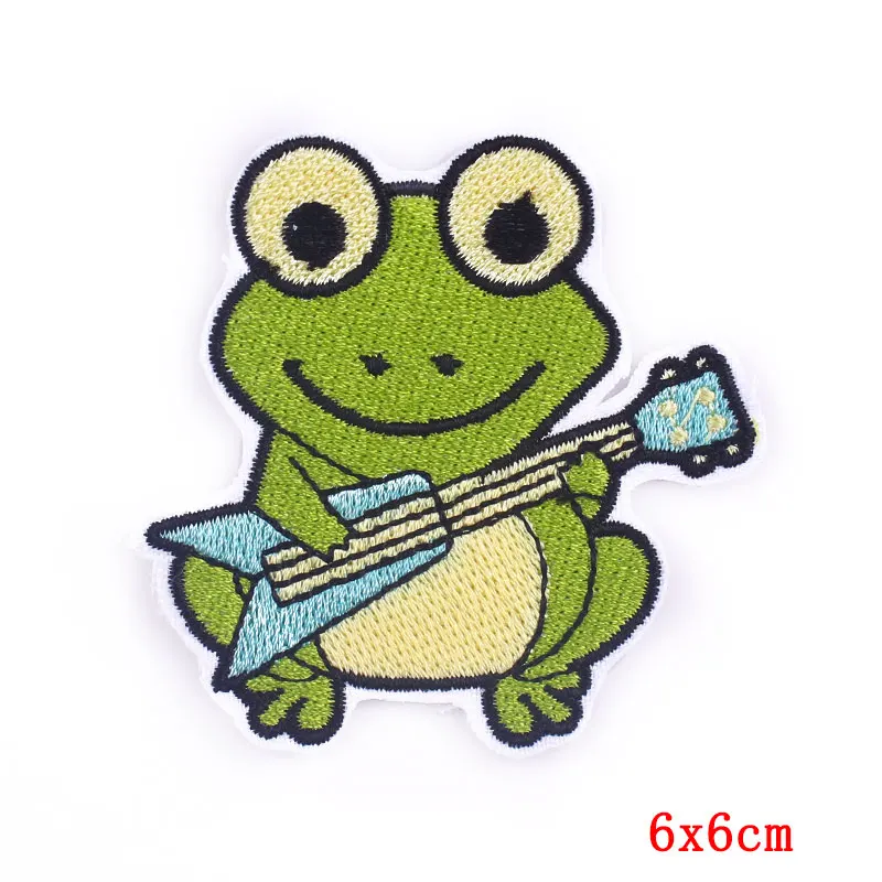 

Cartoon Frog Patches Thermoadhesive Clothes Sew Iron on Kids Clothes Embroidery Patches Sewing Stripres Patches For Clothing