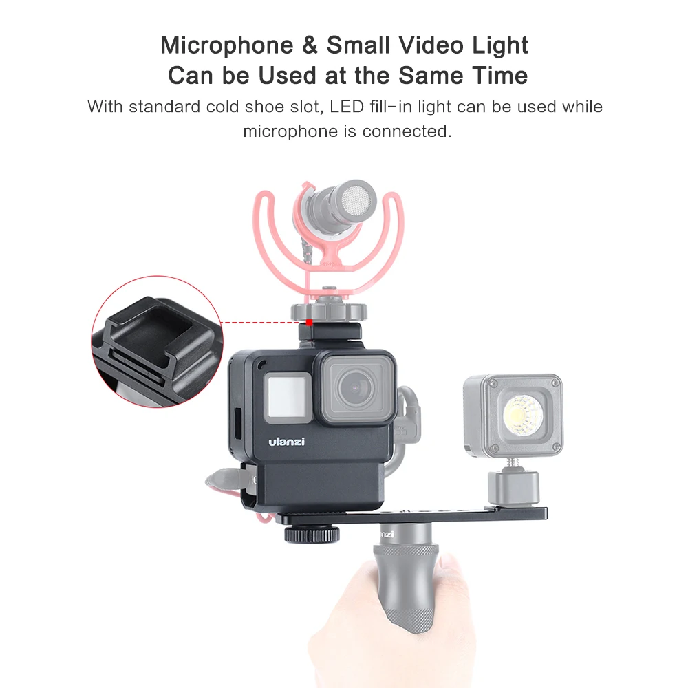 Защитный чехол Ulanzi V2 Pro для спортивной камеры Vlog с 52 мм адаптером микрофона GoPro Hero 7
