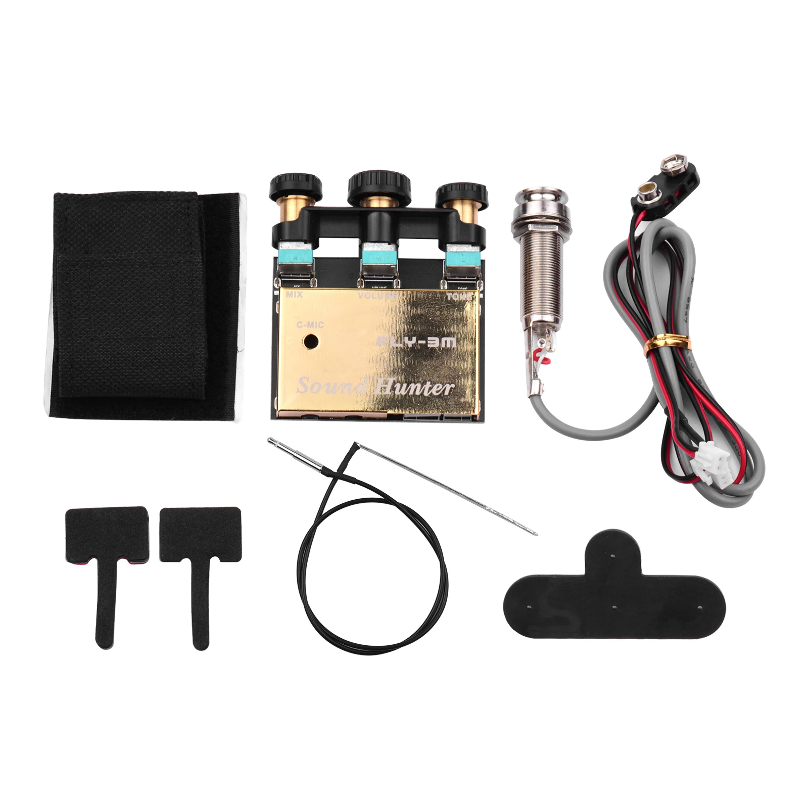 

Sound Hunter Guitar Pickup Acoustic Guitar Onboard Active Piezo Pick Up EQ Equalizer Dual Source Preamp System with Mic