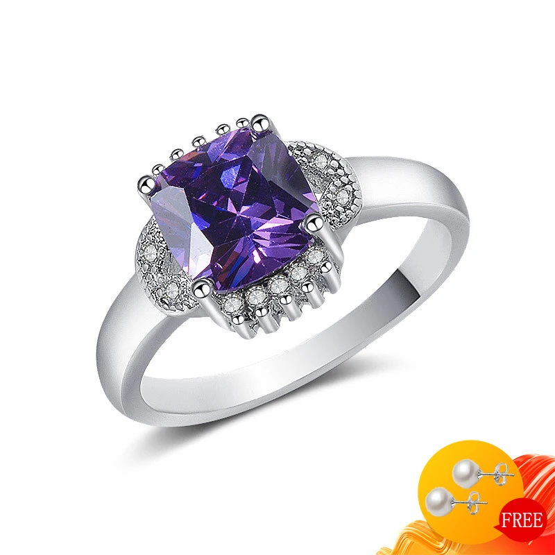 

Trendy Silver 925 Jewerly Ring for Women Geometric Amethyst Zircon Gemstone Ornaments Wedding Engagement Wholesale Finger Rings