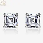 Серьги-гвоздики WUIHA из серебра 925 пробы с имитацией муассанита, 7 х7 мм