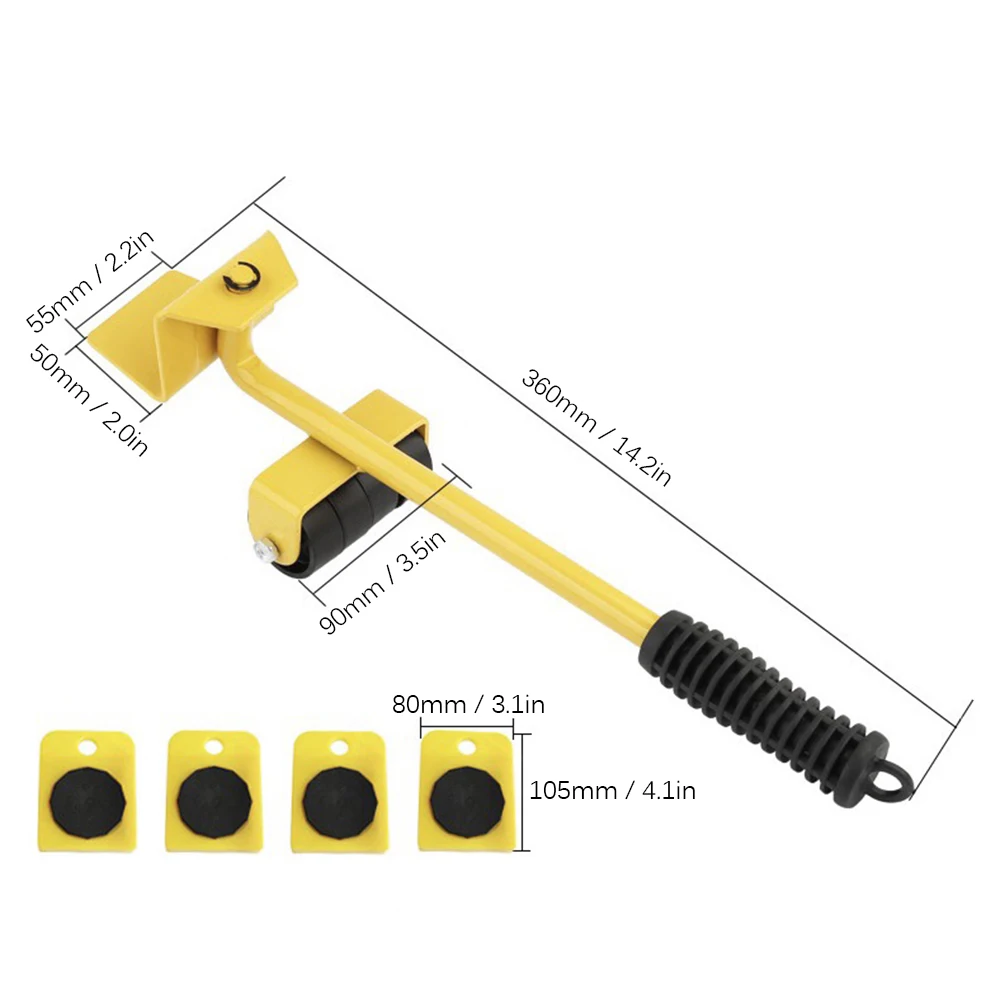 

Furniture Lifter Transport Tools Set Heavy Lifting Device with 4 Sliders Heavy Furniture Roller Moving Tool Up to 150KG/ 330LB