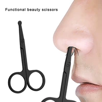 portable stainless steel safe pointed head eyebrow ear nose hair trimmer sharp scissors ergonomic design hair rmover tool black