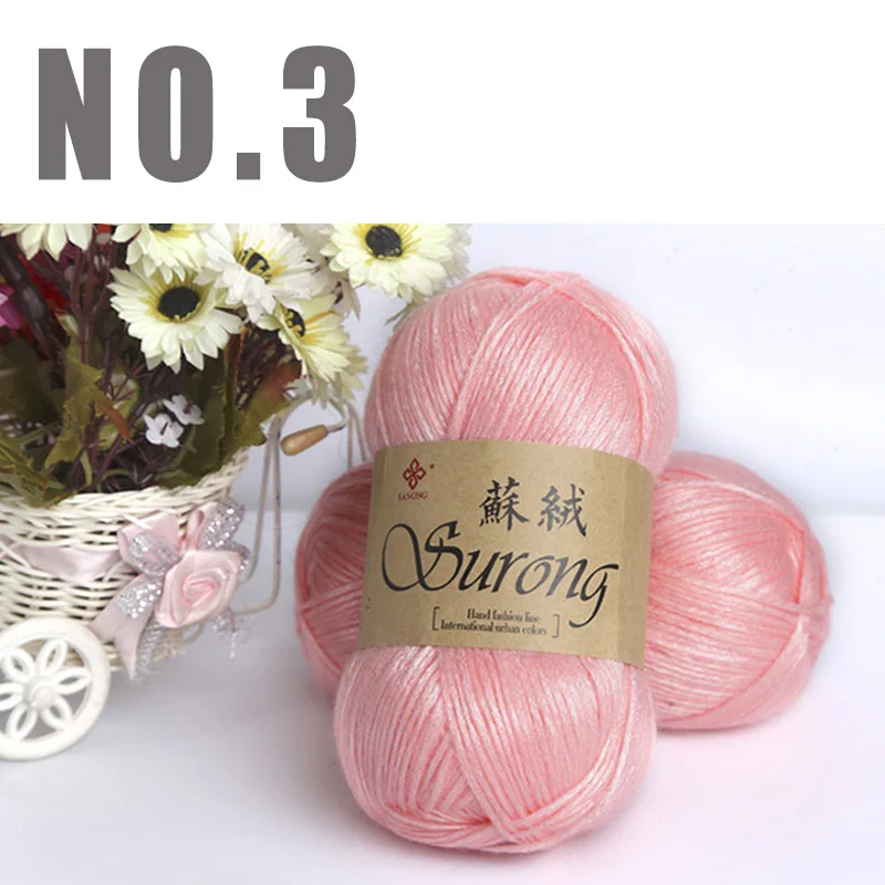 NO3 pink yarn 1 кг, шелковая хлопковая пряжа для вязания крючком, рукоделие, Толстая шерстяная пряжа для вязания, ручная вязка, шарф, свитер - Цвет: NO3 pink yarn