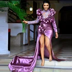 Женское платье с юбкой годе, длинным рукавом и высоким воротом