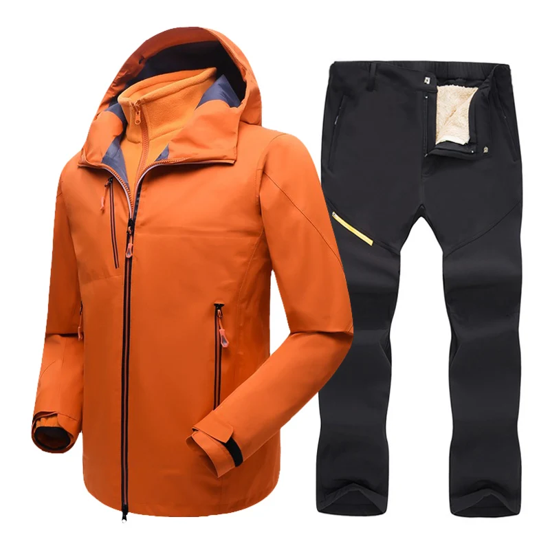 

2 In 1 Ski Suit Men Brands Winter Windproof Waterproof Thermal Snow Jacket And Pants Outdoor Sports Snowboard Ski Jacket Men
