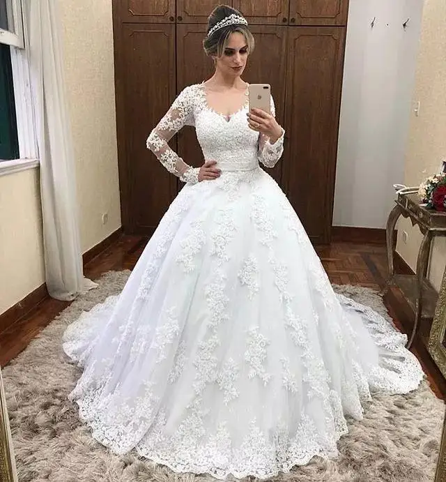 

Женское свадебное платье It's yiiya, белое платье с длинным рукавом и шлейфом на лето 2021