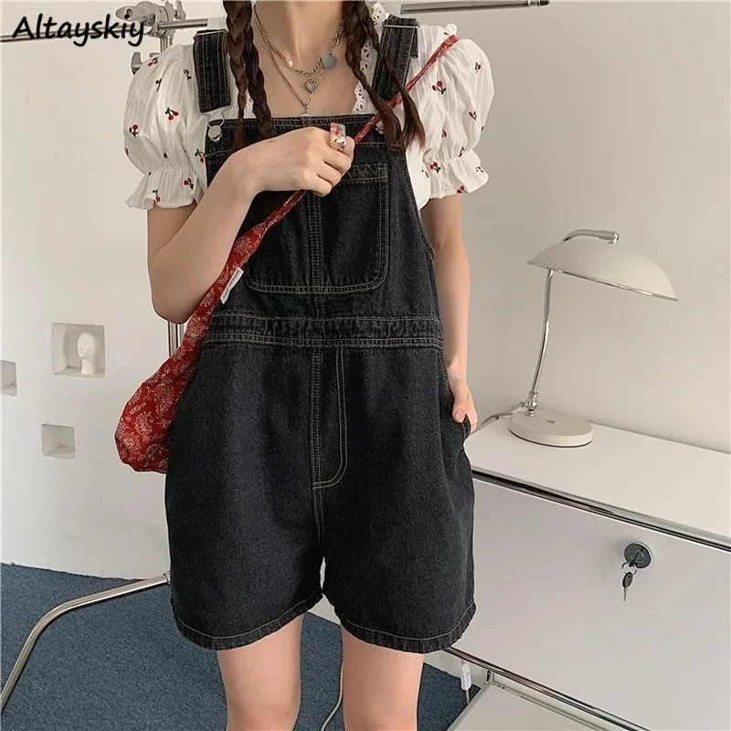 

Summer Students Wide-leg Denim Rompers Women Baggy Preppy Style Casual Designs Fashion Harajuku New Retro Overalls BF Streetwear