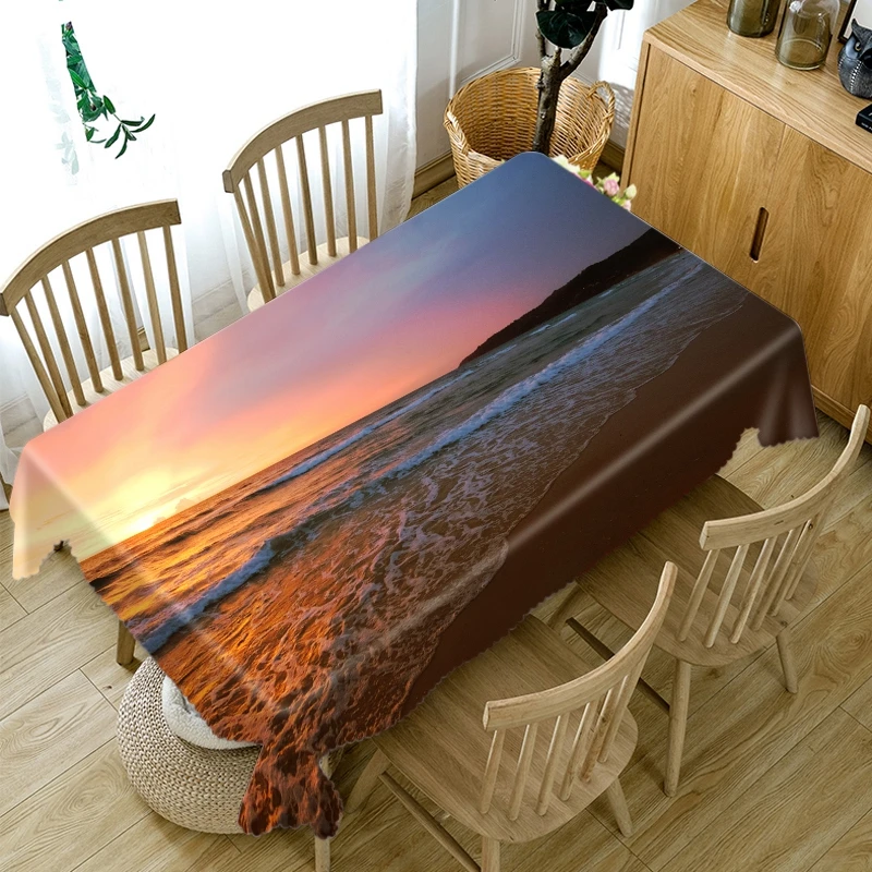 Скатерть с 3D принтом пляжного пейзажа утолщенная хлопковая