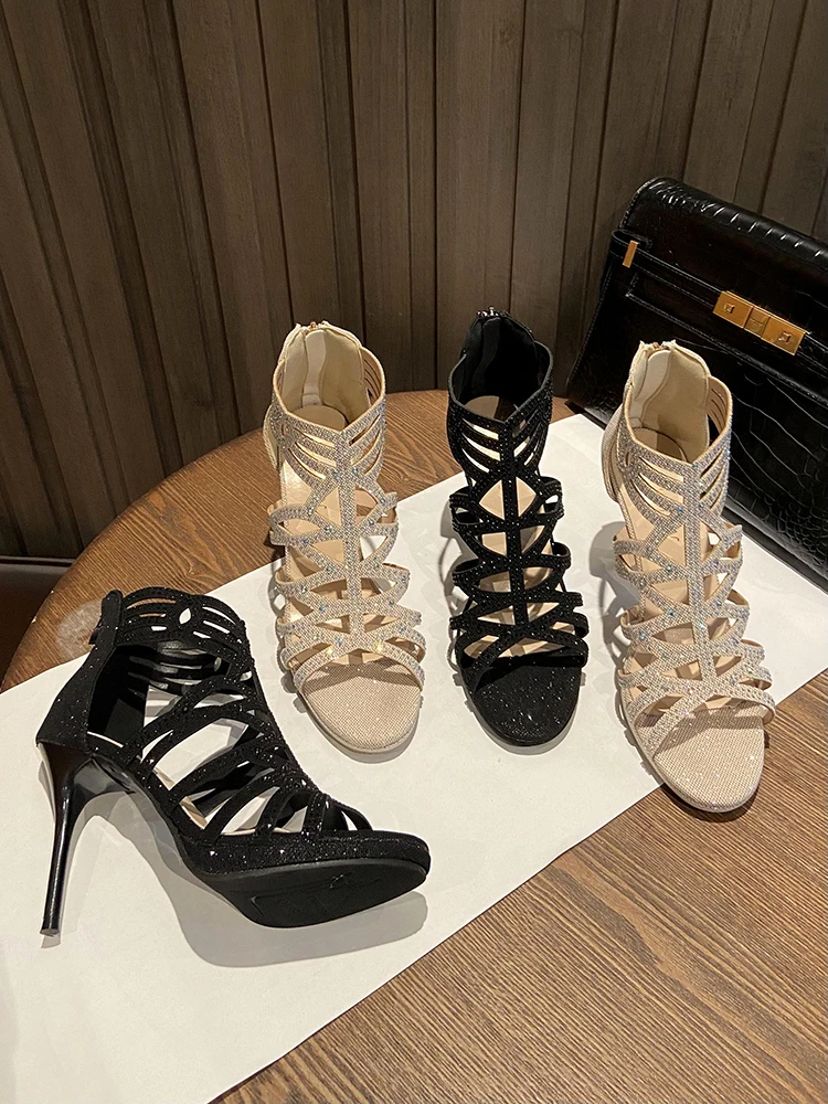 

Босоножки женские на шпильке 9,5 см, с открытым носком, на высоком каблуке