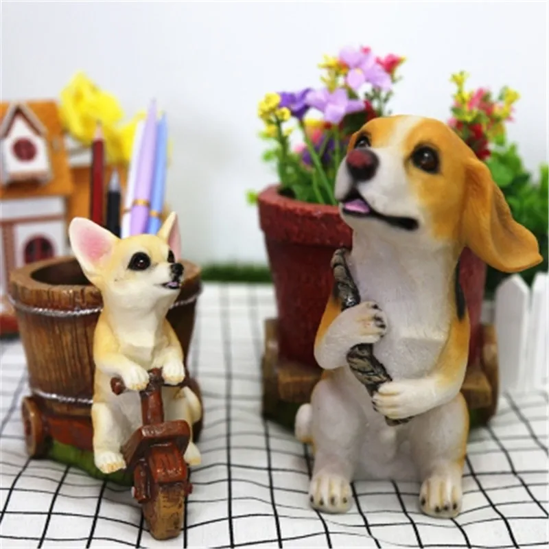Имитация животного милая собака щенок статуя Чихуахуа и Бигля индивидуальная
