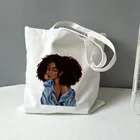 Сумка-шоппер Женская многоразовая, Экологически чистая холщовая сумочка-тоут на плечо с принтом для покупок, черная, для путешествий