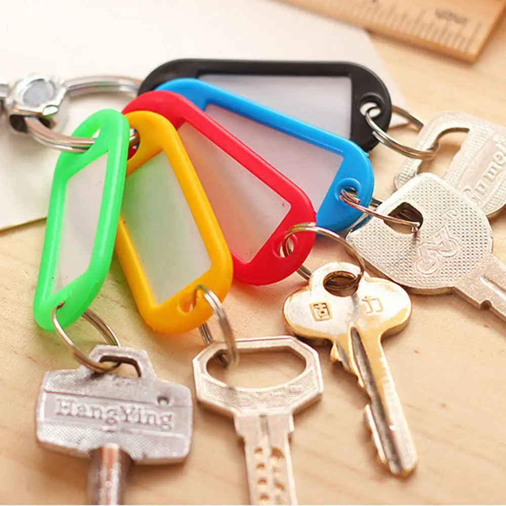 

40Pcs/Set Multicolor Keychain Key ID Label Tags Luggage ID Tags Hotel Number Classification Card Key Rings Keychain Random Color