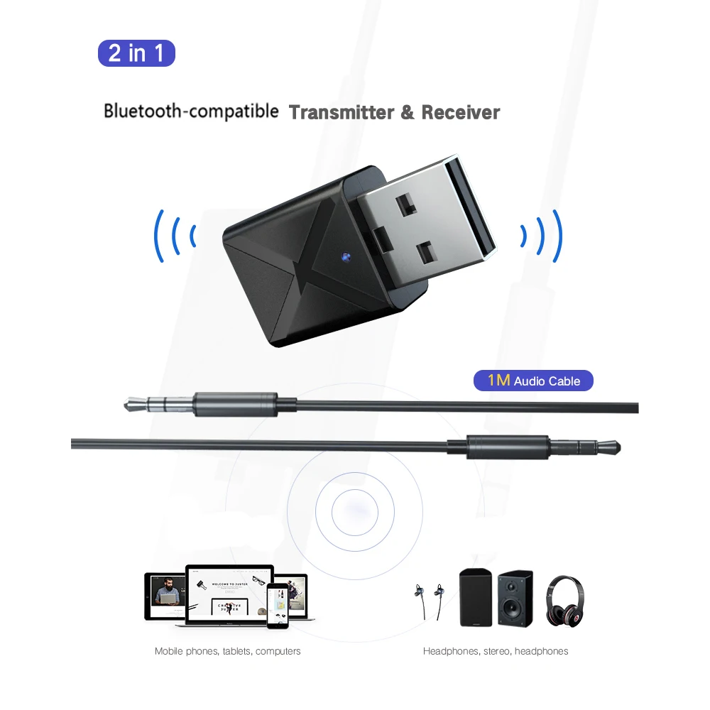 Беспроводной Bluetooth-совместимый аудиоприемник 5 0 2 в 1 передатчик адаптер мини