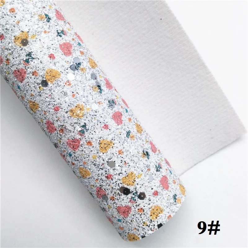 9 Glitterwishcome 21X29 см А4 Размер синтетическая кожа, сердца блеск с принтом кожа, искусственная из искусственной кожи Ткань Винил для бантов, GM601A - Цвет: 9