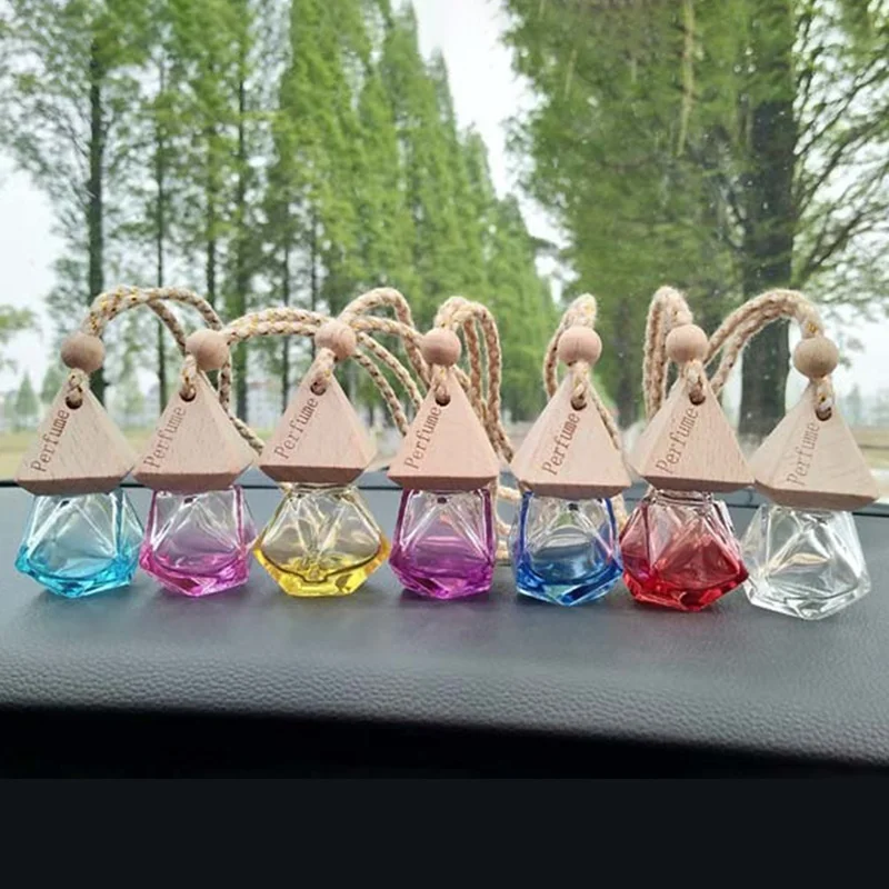 

Car Perfume pendant Air Freshener Glass Clear Refillable Car Fragrance For Perfume Hanging Empty Bottle Car Accessories Interior