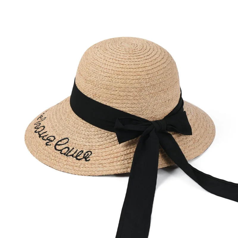 Шляпа от солнца USPOP из рафии с вышивкой модная пляжная Соломенная Панама широкими