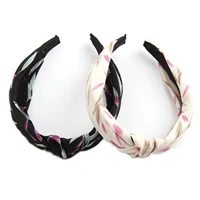 fashion flower chiffon fabric knotted hairband black hair accessories for women makeup head bands wholesale face wash headband