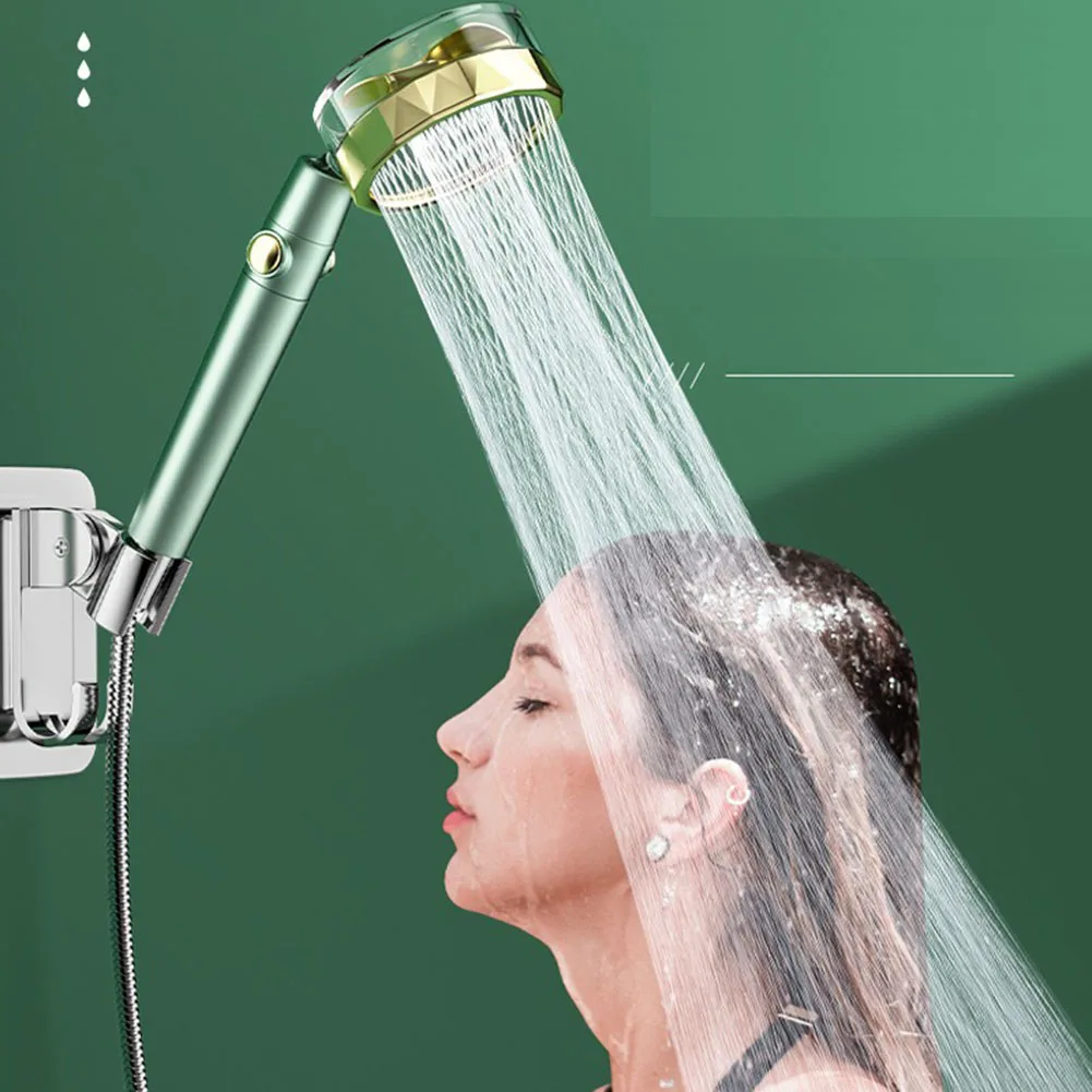 

High Pressure Rotating Shower Head Green And Black New Style With Filter Element Micro Nozzle Element Filter Bathroom Showerhead