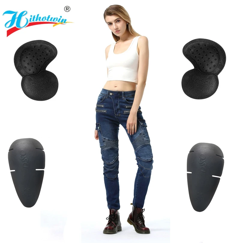 Good shape Women Motorcycle Jeans slim Moto Riding Off-road Trousers Motocross Pants Zipper Design With Protective Gear | Автомобили и