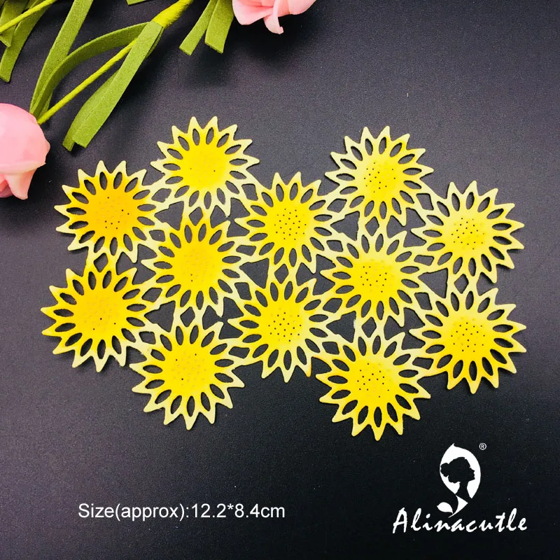 Высечка металлическая вырезка подсолнуха фотоальбом бумажная ручная работа