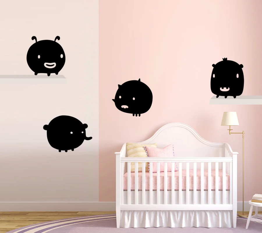 Забавные милые трехногие Монстры виниловые наклейки на стену животные можно