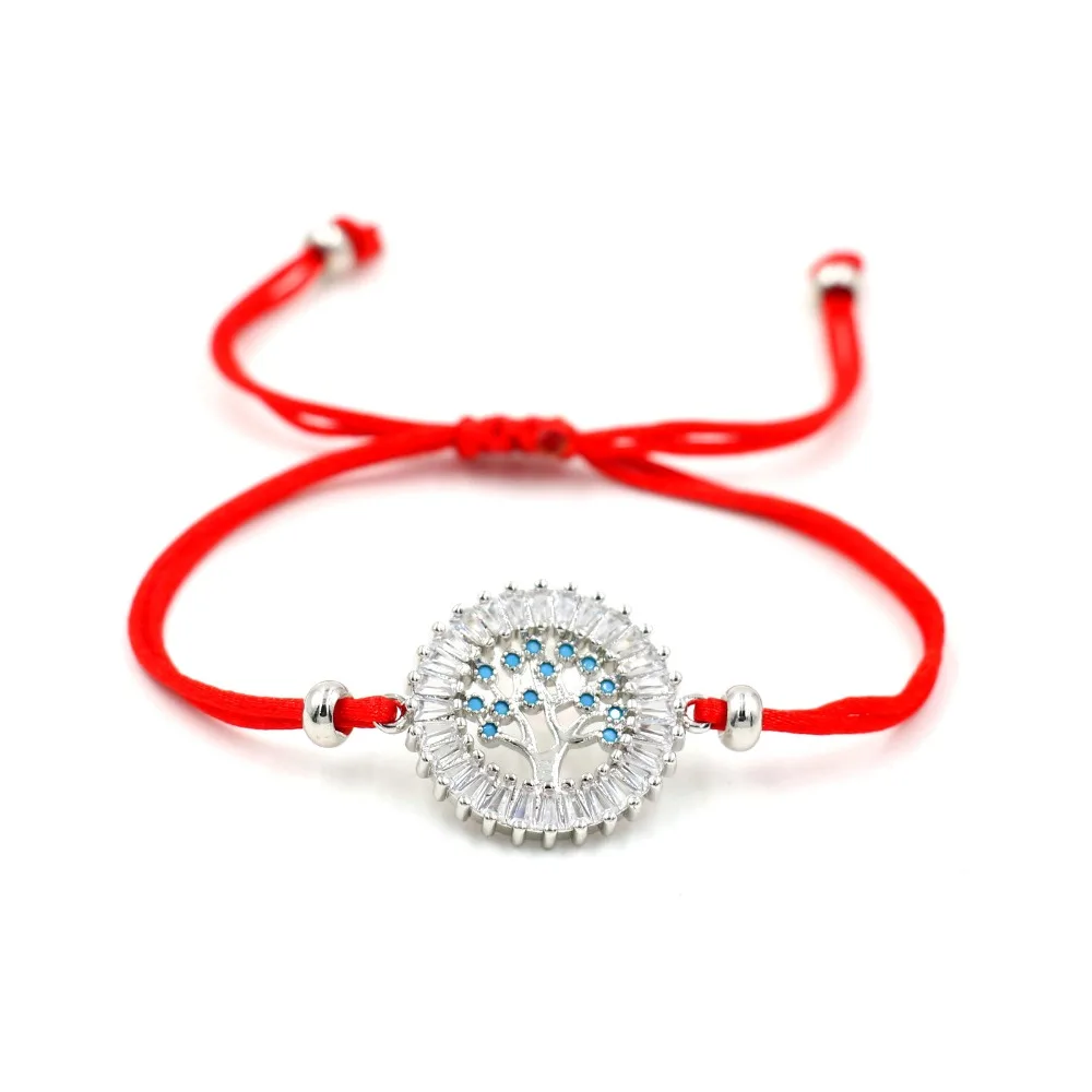 Древо жизни Шарм браслет желаний черный Красный строка браслеты из нержавеющей