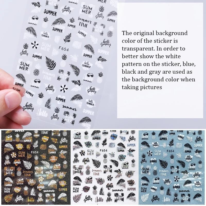 1 шт. Весенняя 3D наклейка s для дизайна ногтей лазерные простые линии листья