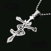 korean version of male and female twelve constellation necklace cross personality high quality catenary jewelry wholesale