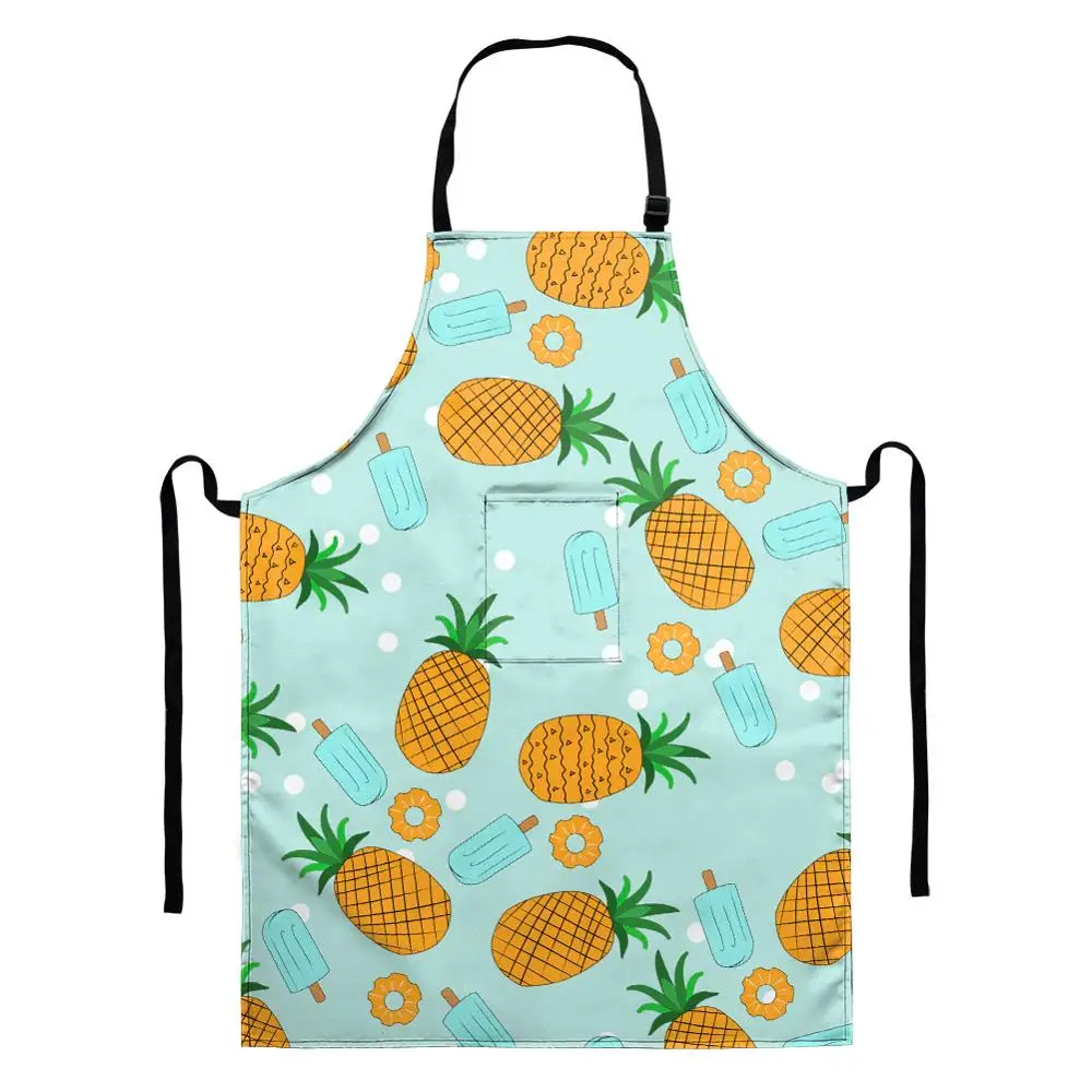 

Pineapple Men Women Cooking Kitchen Restaurant Bib Apron Dress With Pocket Kitchen Aprons Household Cleaning Pinafore Home